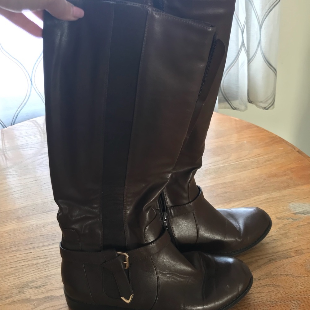 Brown leather boots
